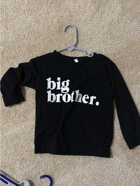 Amazon Kids Black Sweatshirt with White "big brother." Graphic